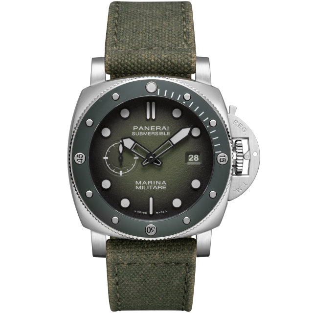panerai Submersible Marina Militare Small Seconds, Calendar Aperture 44 mm Otomatik